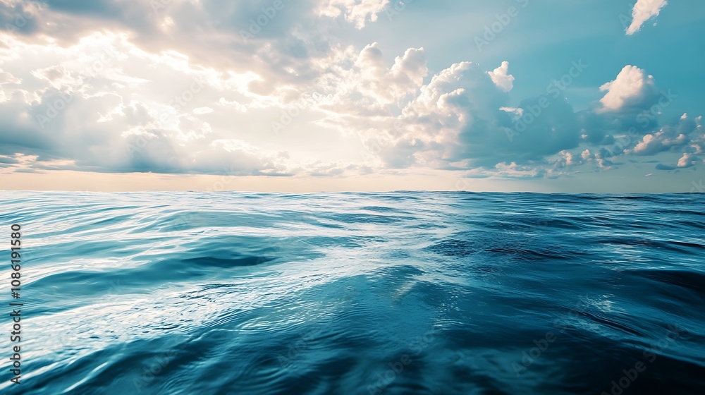 Fototapeta premium Ocean, Sunlight, Clouds, Horizon, Seascape, Water, Sky