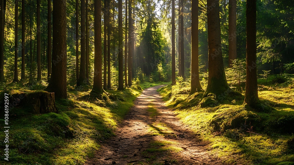Fototapeta premium Sunlit Forest Path