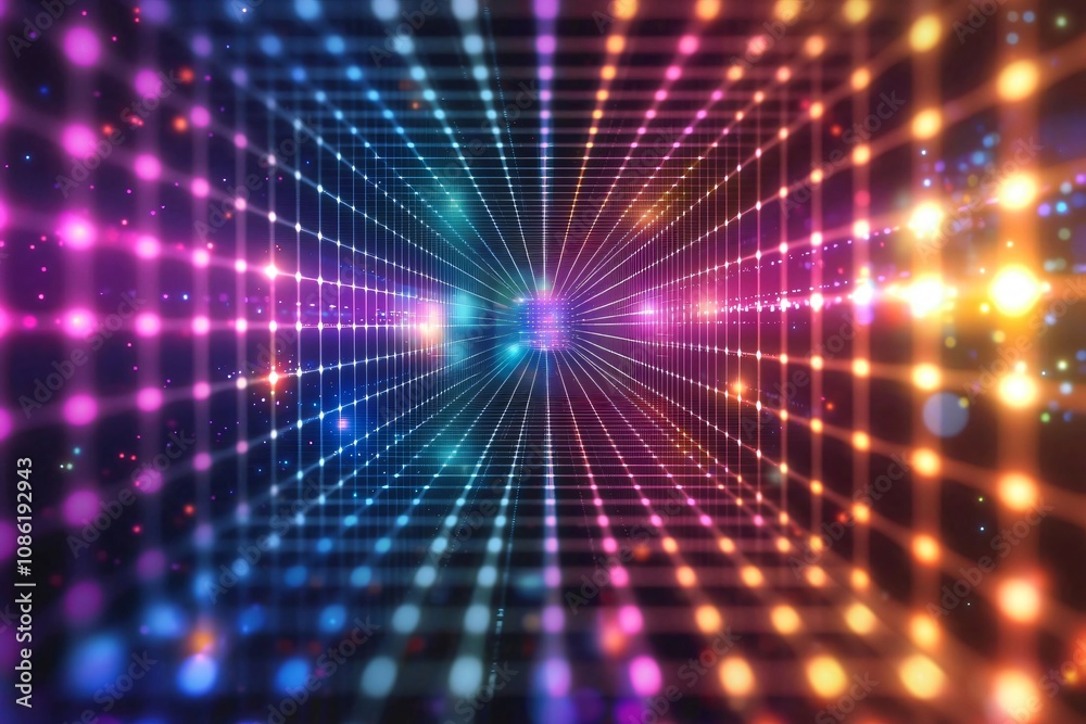 Vibrant Light Patterns in a Digital Tunnel of Color Vibrant Light Patterns in a Digital Tunnel of Color