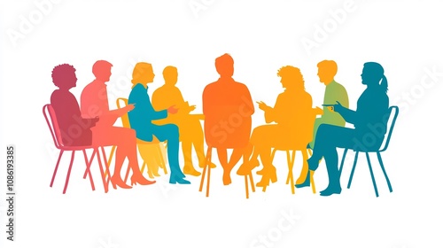Silhouettes of People in a Circular Conversation