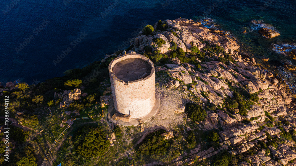 Fototapeta premium Torre di porto Budello in Sardegna in Italia