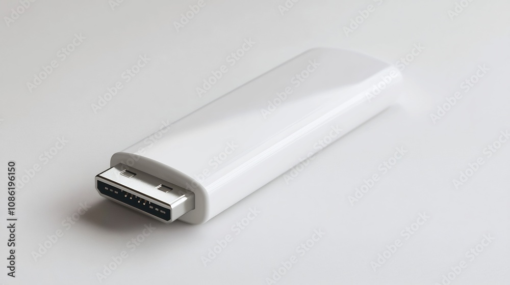 White USB Flash Drive on White Background White USB Flash Drive on White Background