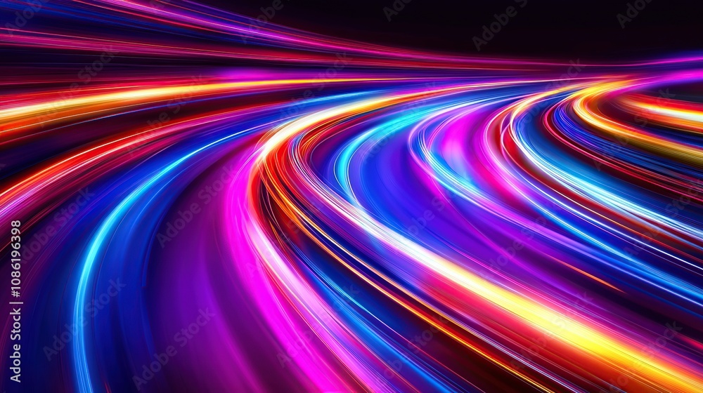 A vibrant, abstract representation of colorful light trails in motion. A vibrant, abstract representation of colorful light trails in motion.