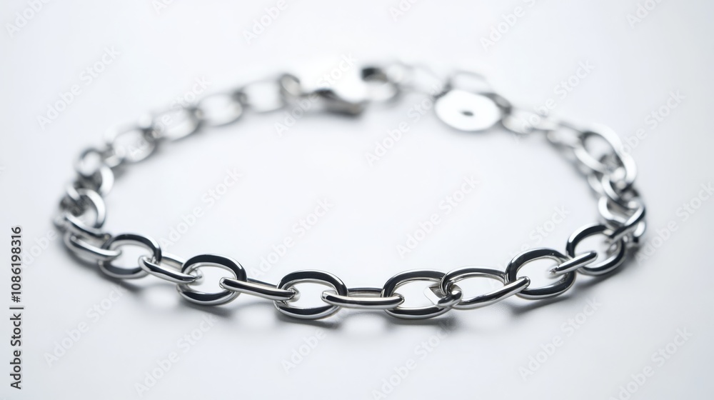 A silver chain bracelet, isolated on a white background. A silver chain bracelet, isolated on a white background.