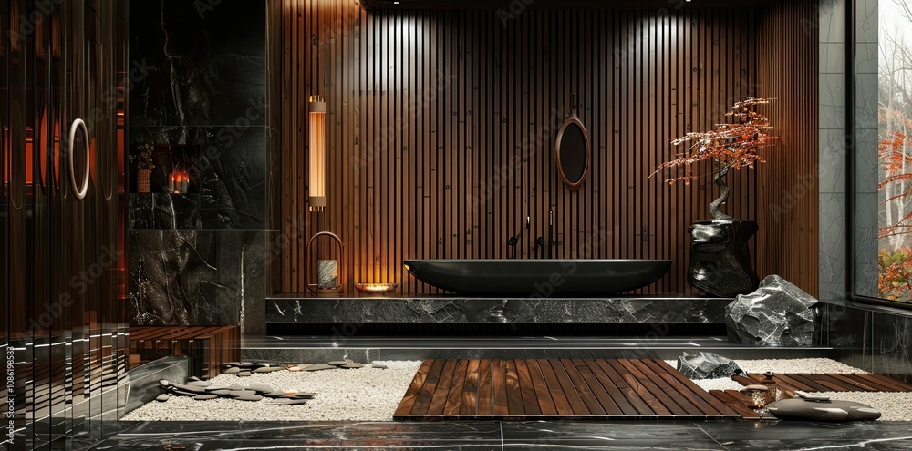 custom made wallpaper toronto digitalModern bathroom with zen garden features.