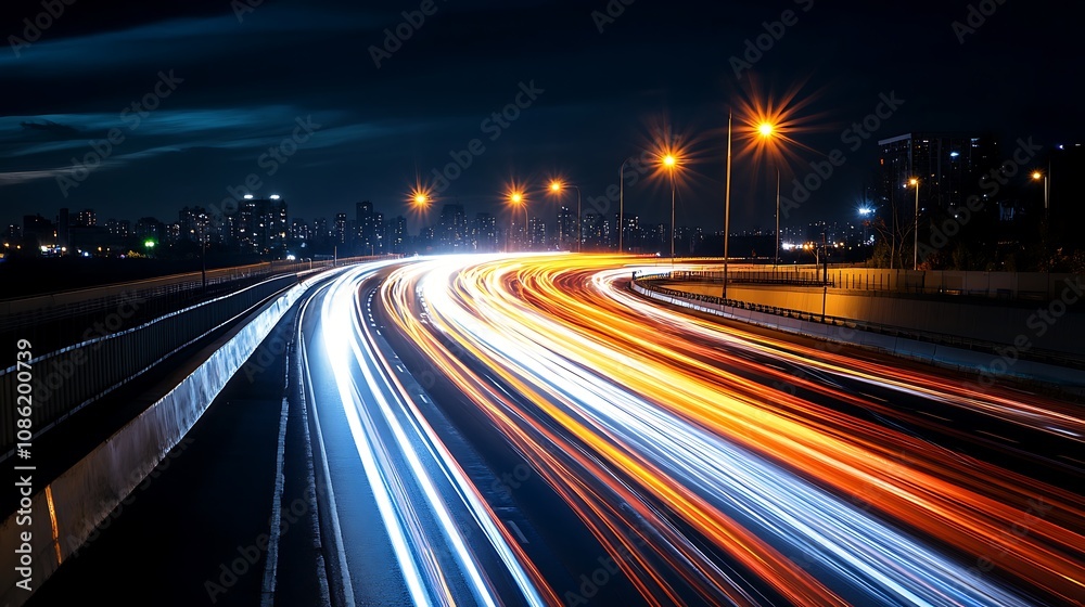 Night Highway Traffic Light Trails Night Highway Traffic Light Trails