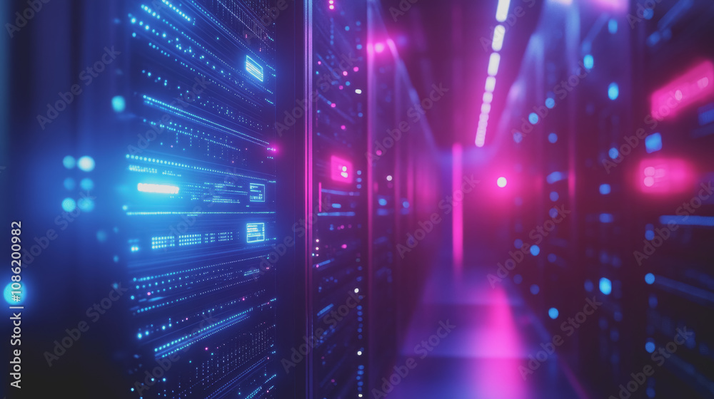 Fototapeta premium Digital Data Flow in a Cyber Surveillance Environment: A Futuristic Concept Showcasing the Intricacies of Online Security and Information Management Systems