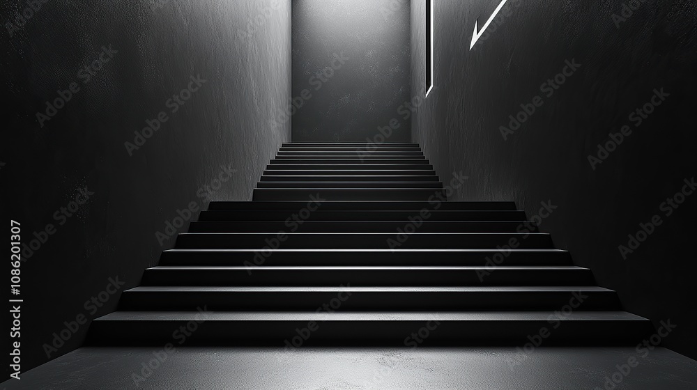 A dimly lit staircase leading upwards, suggesting a journey or transition. A dimly lit staircase leading upwards, suggesting a journey or transition.