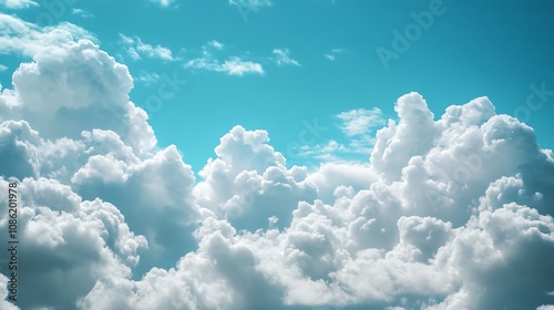 Fluffy White Clouds in a Blue Sky