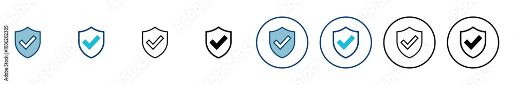 Shield check mark icon vector isolated on white background. Protection approve sign. Safe icon vector Shield check mark icon vector isolated on white background. Protection approve sign. Safe icon vector