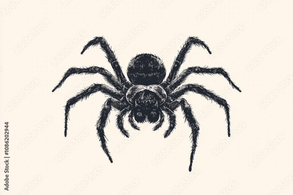 Obraz premium A Detailed Ink Drawing Of A Large Spider