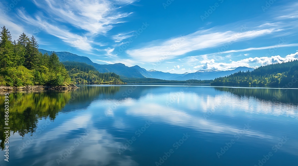 Fototapeta premium Lake Reflection Landscape Serenity Nature