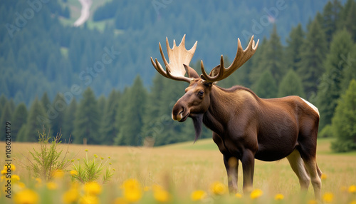 Majestic Moose in a Lush Meadow photo