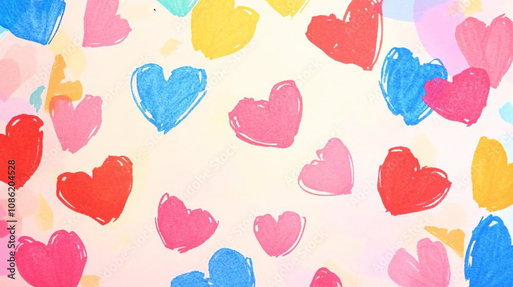 modern heart confetti seamless arrangement in complementary color palette modern heart confetti seamless arrangement in complementary color palette