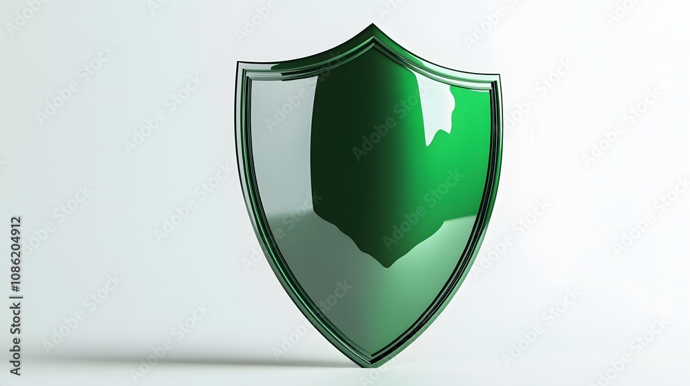 A 3D protection concept with a shield on a white background. Green shield icon
A 3D protection concept with a shield on a white background. Green shield icon