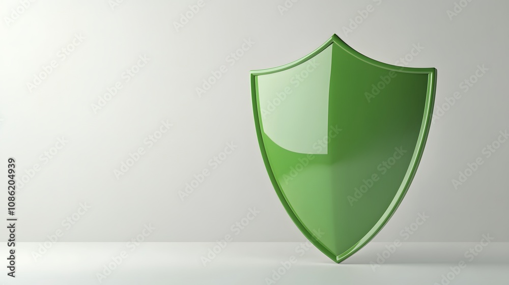 A 3D protection concept with a shield on a white background. Green shield icon
A 3D protection concept with a shield on a white background. Green shield icon