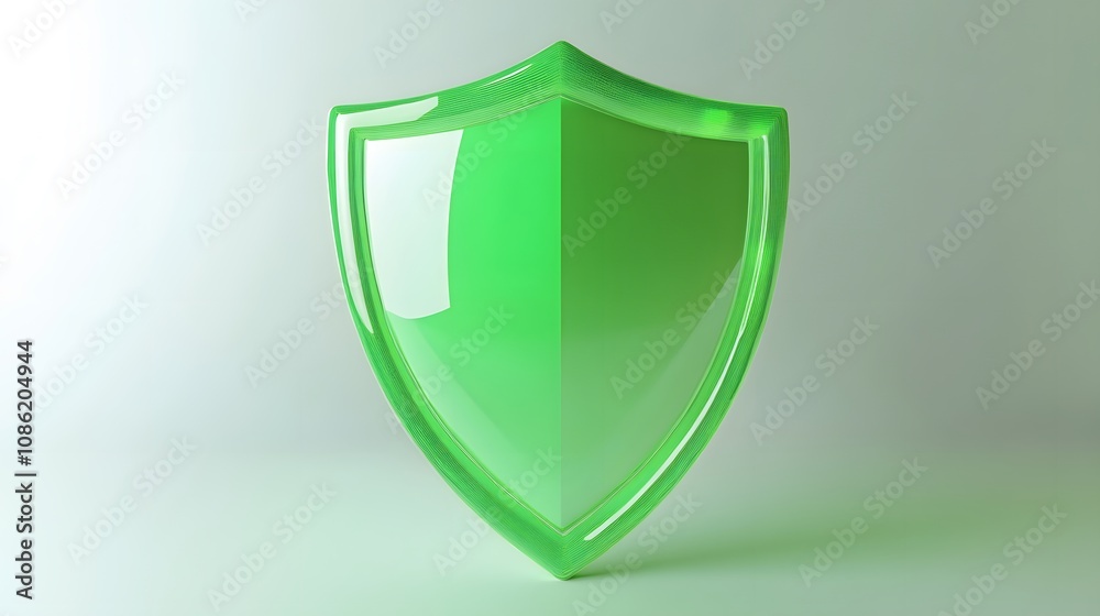 A 3D protection concept with a shield on a white background. Green shield icon
A 3D protection concept with a shield on a white background. Green shield icon