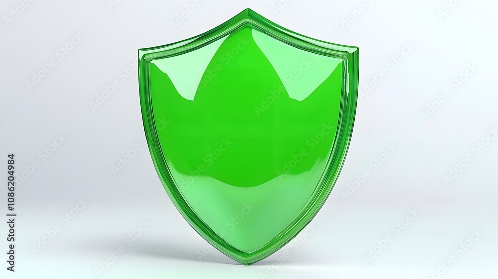 A 3D protection concept with a shield on a white background. Green shield icon
A 3D protection concept with a shield on a white background. Green shield icon