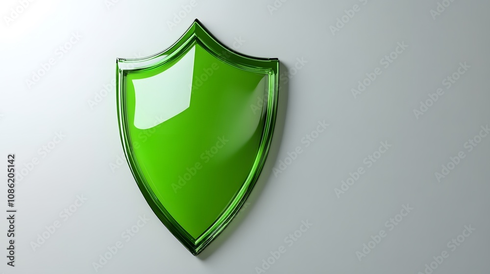 A 3D protection concept with a shield on a white background. Green shield icon
A 3D protection concept with a shield on a white background. Green shield icon