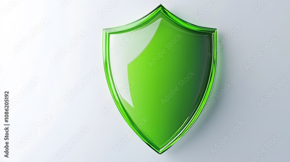 A 3D protection concept with a shield on a white background. Green shield icon
A 3D protection concept with a shield on a white background. Green shield icon
