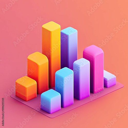 Colorful 3D bar chart on pink background. Free Download Colorful 3D bar chart on pink background. - GFXLoad
