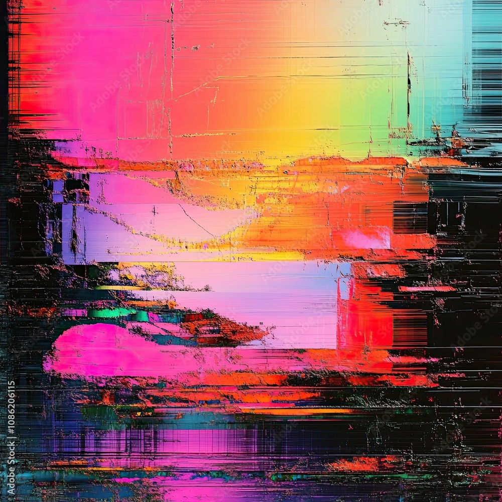 Naklejka premium Abstract digital art, glitch effect.