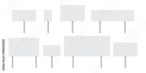 White blank boards signs. Vector illustration. stock image.