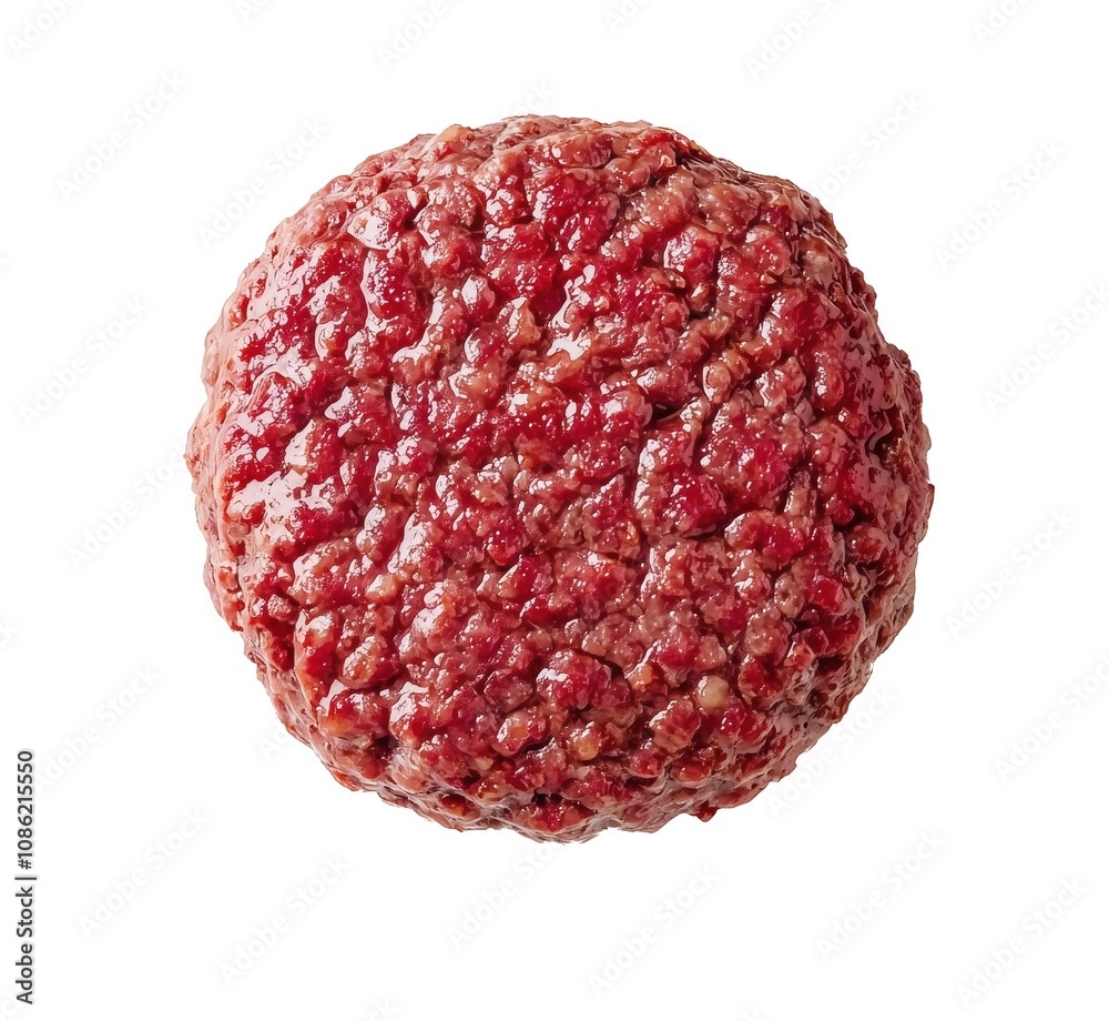Raw ground beef patty isolated on white