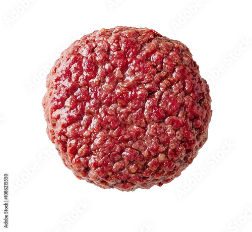 Obraz na płótnie Raw ground beef patty isolated on white w salonie