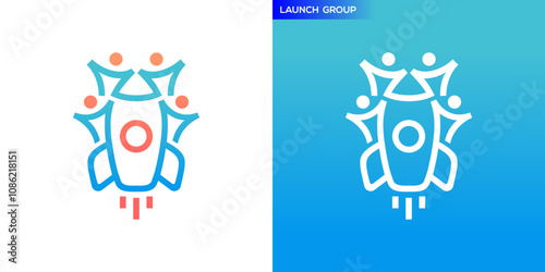 Logo launch group. Technology, teamwork. Icon symbol design template EPS 10.