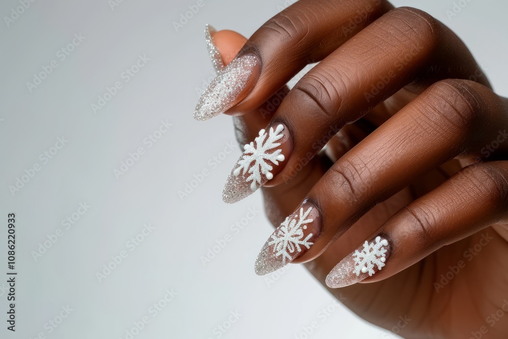 Christmas manicure. Generative AI Christmas manicure. Generative AI