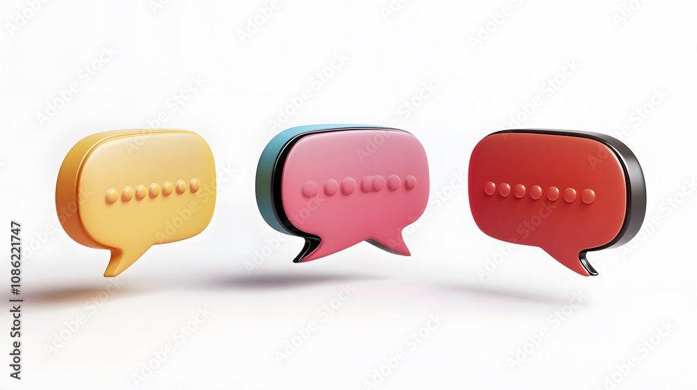 3d Speech bubbles, 3 different angle, white background 3d Speech bubbles, 3 different angle, white background