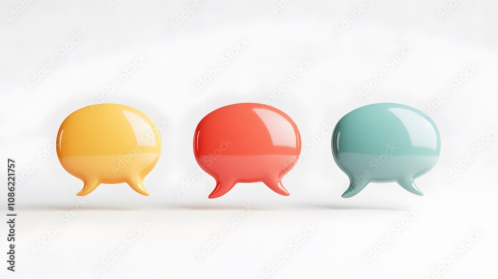 3d Speech bubbles, 3 different angle, white background 3d Speech bubbles, 3 different angle, white background
