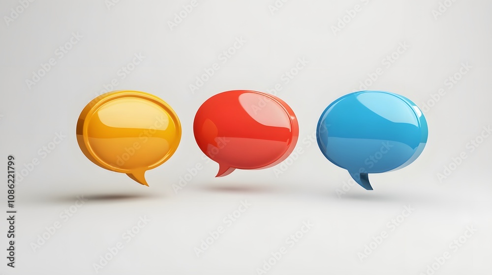 3d Speech bubbles, 3 different angle, white background 3d Speech bubbles, 3 different angle, white background