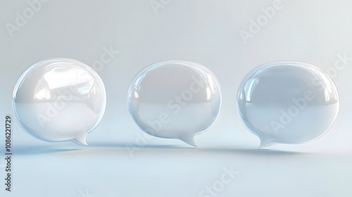 3d Speech bubbles, 3 different angle, white background