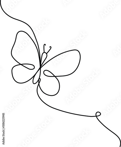 Butterfly Continuous One Line Drawing vector art