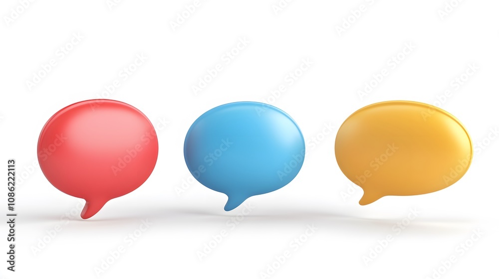 3d Speech bubbles, 3 different angle, white background 3d Speech bubbles, 3 different angle, white background