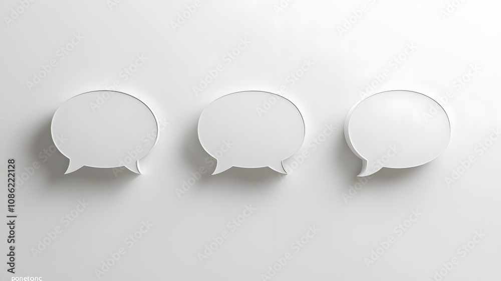 3d Speech bubbles, 3 different angle, white background 3d Speech bubbles, 3 different angle, white background