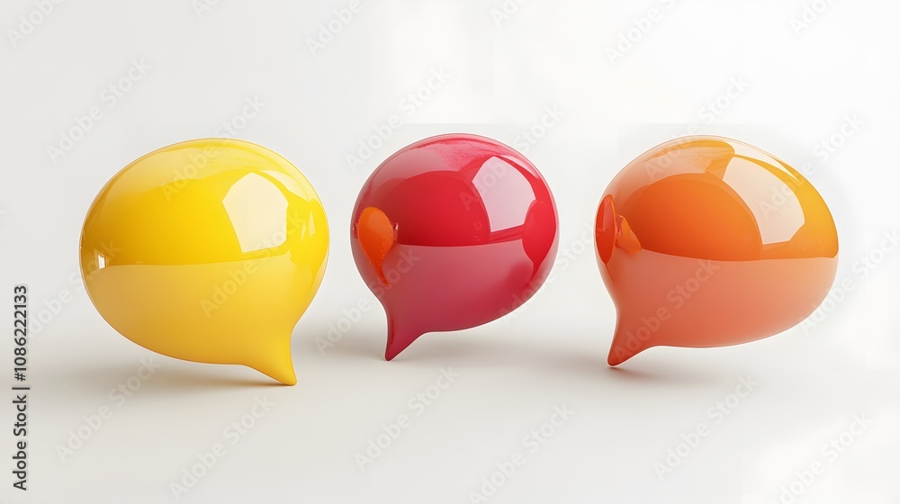 3d Speech bubbles, 3 different angle, white background 3d Speech bubbles, 3 different angle, white background
