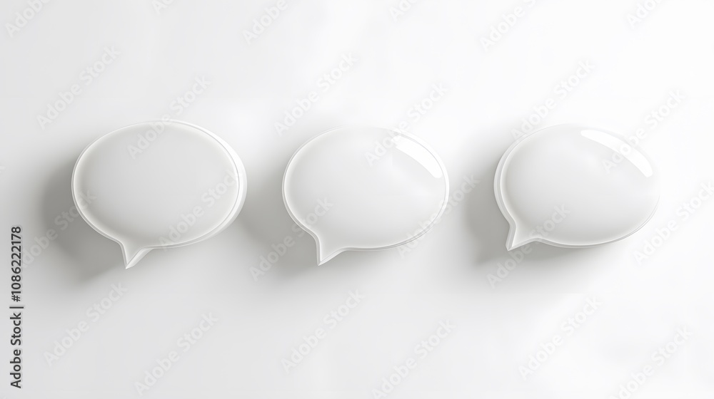 3d Speech bubbles, 3 different angle, white background