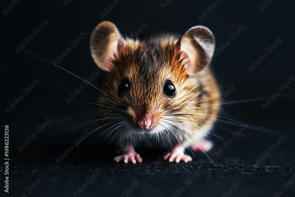 Close-Up of a Cute Mouse Against a Dark Background Close-Up of a Cute Mouse Against a Dark Background