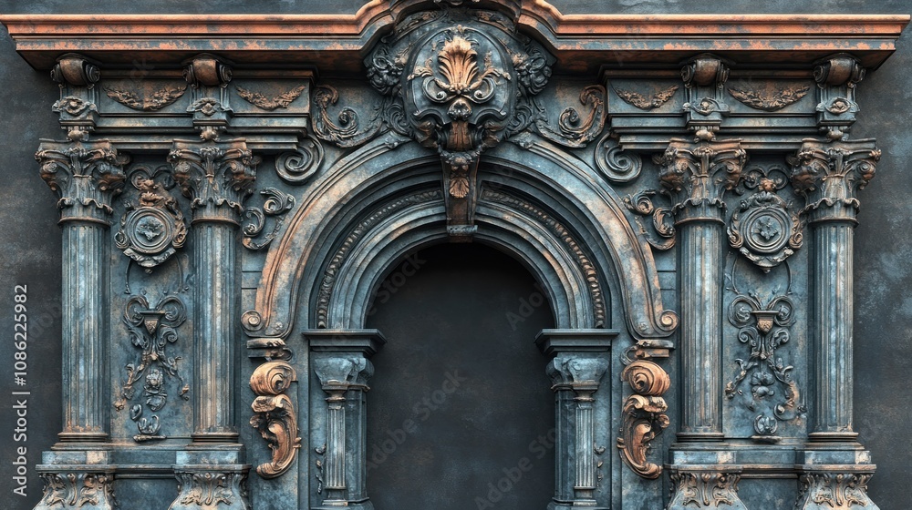 Ornate architectural archway with intricate detailing and textures. Ornate architectural archway with intricate detailing and textures.