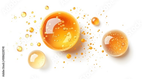 Wallpaper Mural 3d cartoon Cooking Oil, Honey drop with air bubbles isolated. Icon of drop of oil or honey, white background Torontodigital.ca