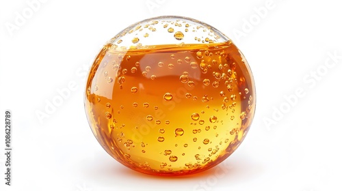 3d cartoon Cooking Oil, Honey drop with air bubbles isolated. Icon of drop of oil or honey, white background