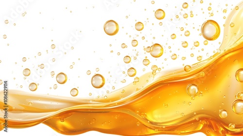 3d cartoon Cooking Oil, Honey drop with air bubbles isolated. Icon of drop of oil or honey, white background