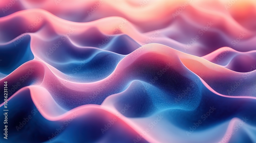 Abstract Blue Pink Wave Pattern Digital Art Abstract Blue Pink Wave Pattern Digital Art