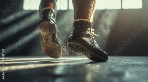 Closeup Of Boxers Feet In Ring