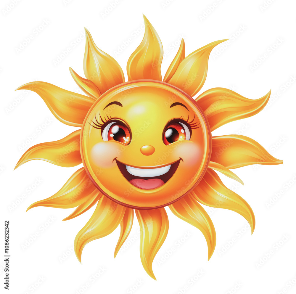 PNG Cheerful sun character with bright smile and rays PNG Cheerful sun character with bright smile and rays