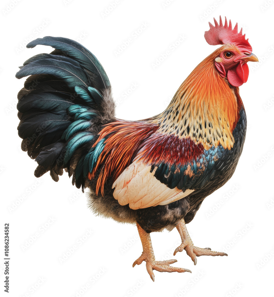 Fototapeta premium PNG Proud rooster in a tranquil setting