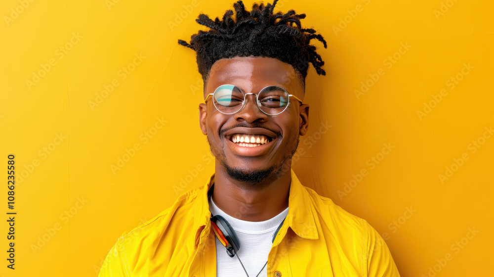 Obraz premium Friendly male support agent assists a customer over the phone, showcasing expertise and dedication in the call center.